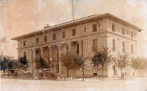 Vintage postcard of the Old Post Office building in McCook, Nebraska